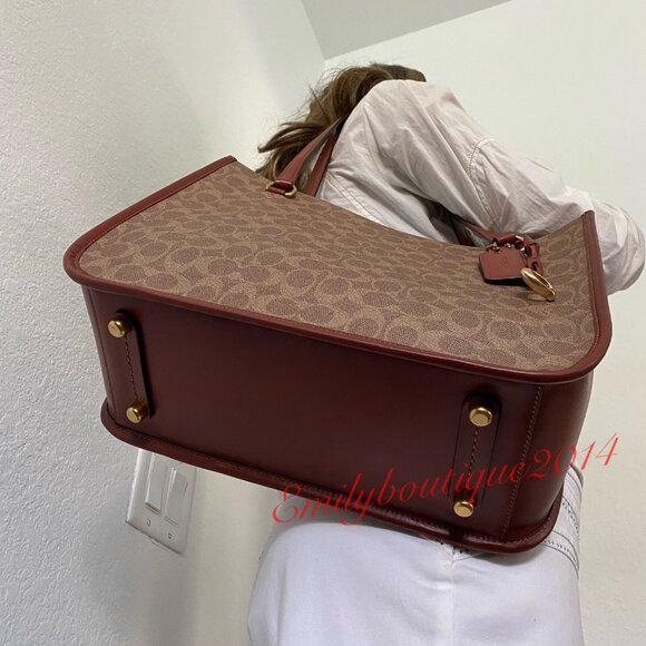 NWT Coach Retail C2591 Tyler Carryall In Signature Canvas Tan Rust Bag Tote - Picture 10 of 14